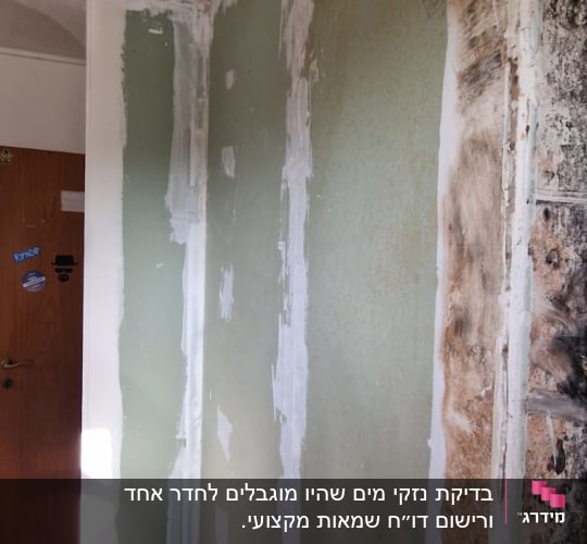סימני נזקי רטיבות קשים ועובש על קיר פנימי בדירה